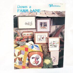 Down a Farm Lane Cross Stitch Patterns 1987 Puckerbrush Rooster Tractor Fox Girl